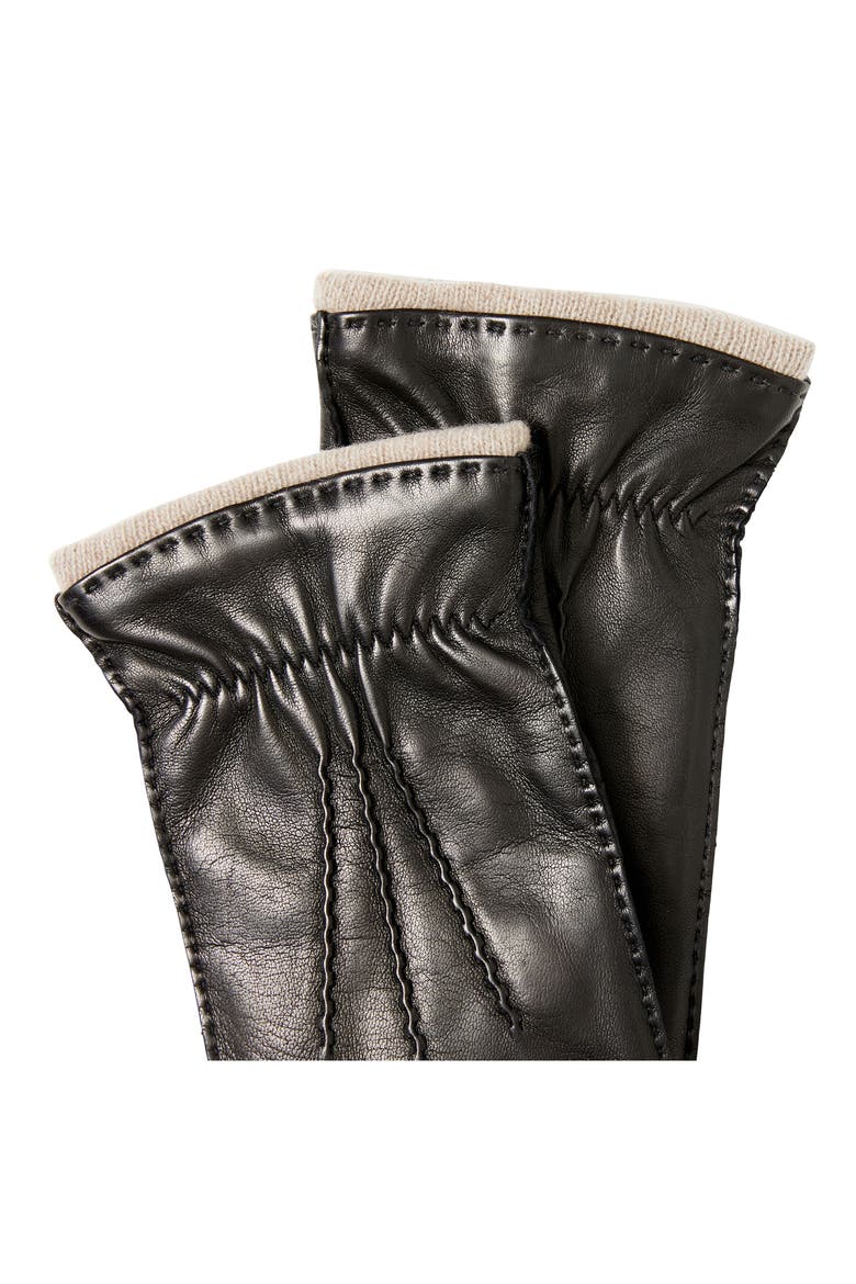 Cashmere Lined Leather Gloves, Alternate, color, BLACK