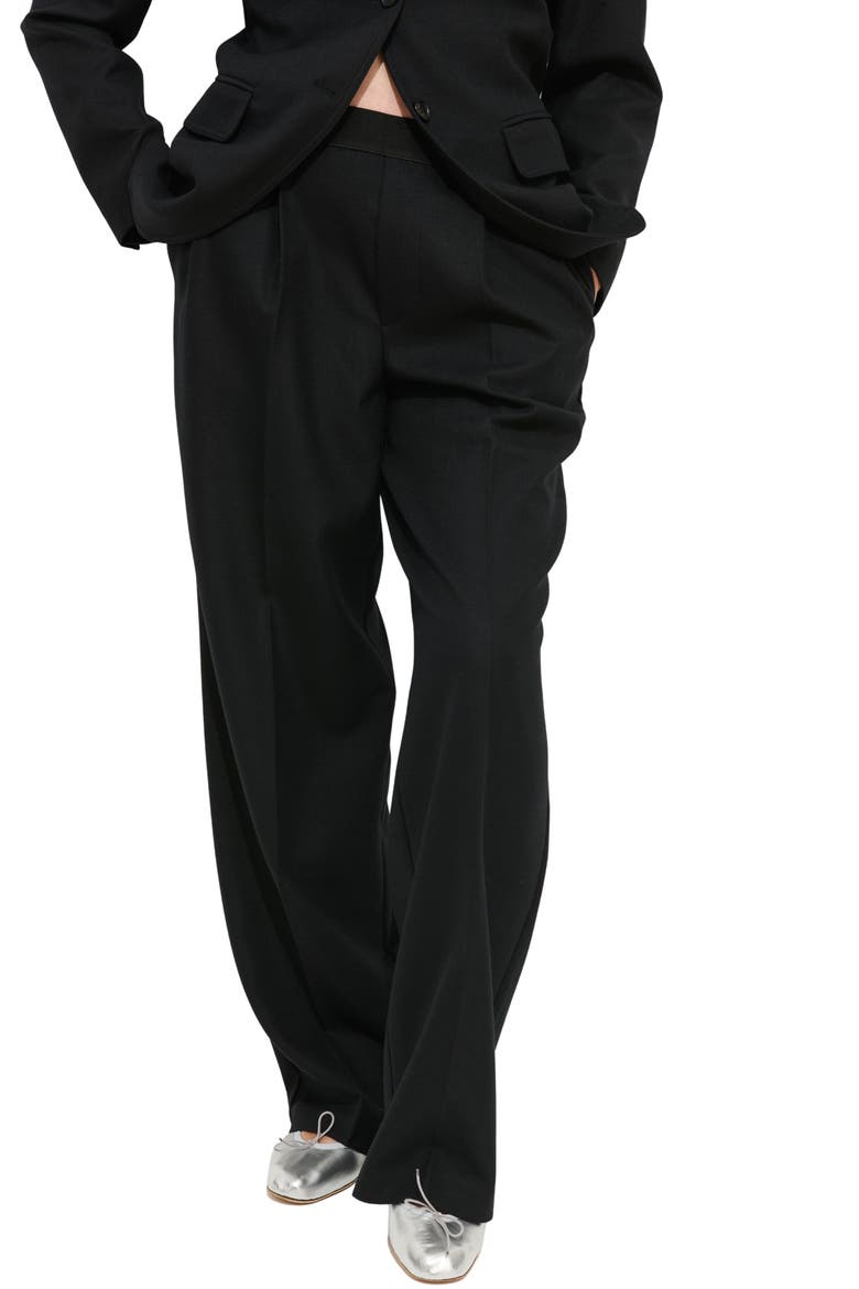 Primrose Pleated Wool Pull-On Trousers, Main, color, BLACK