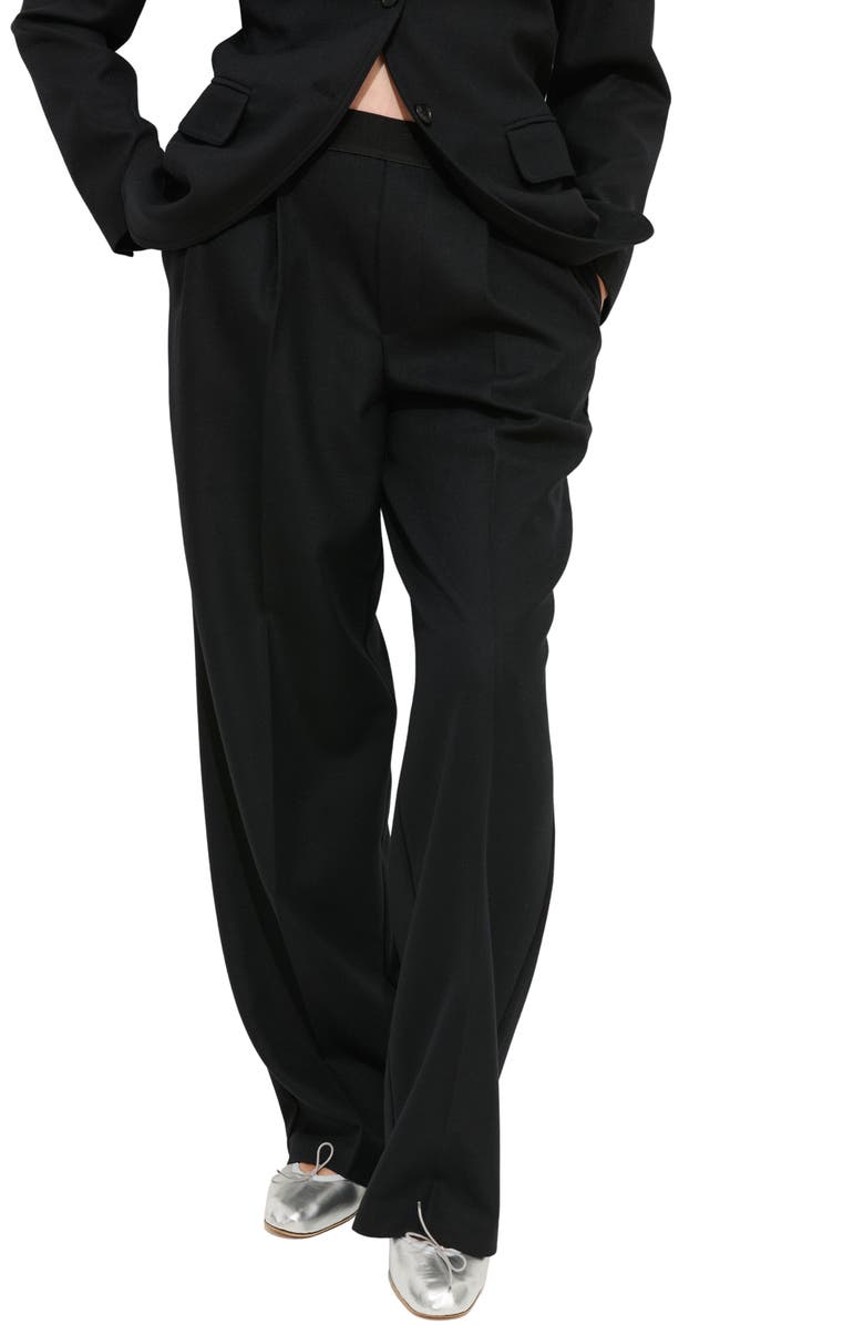 Alex Mill Primrose Pleated Wool Pull-On Trousers, Main, color, Black