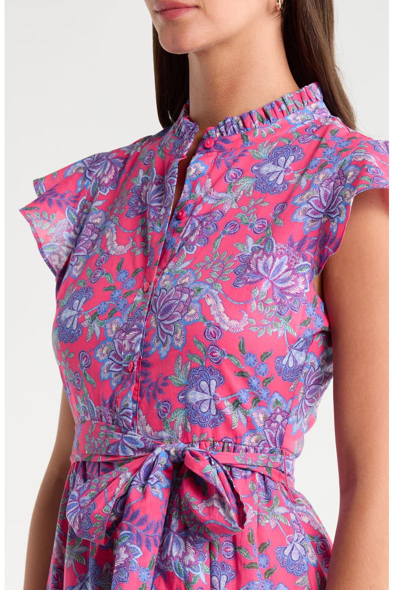 Riah Floral Button-Up Tiered Maxi Dress, Alternate, color, PINK-BLUE-GREEN