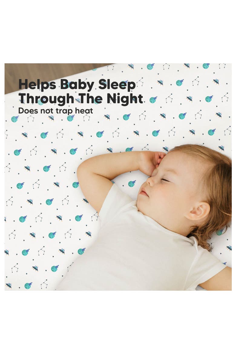Soothe Fitted Mini Crib Sheet, Alternate, color, Space Quest