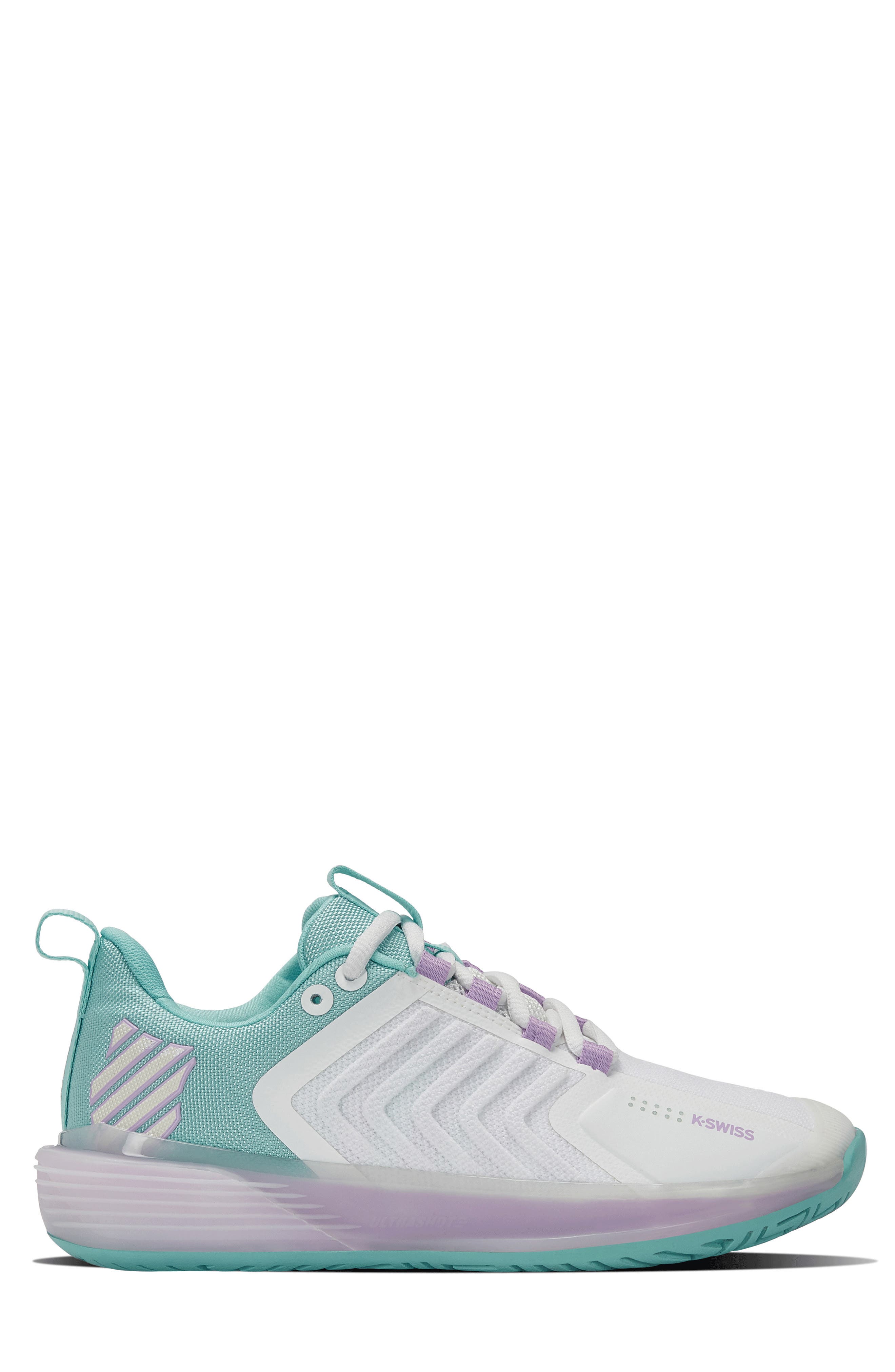 K-Swiss Ultrashot 3 Tennis Shoe, Alternate, color, Brilliant Wht/Angel Blue/Lilac