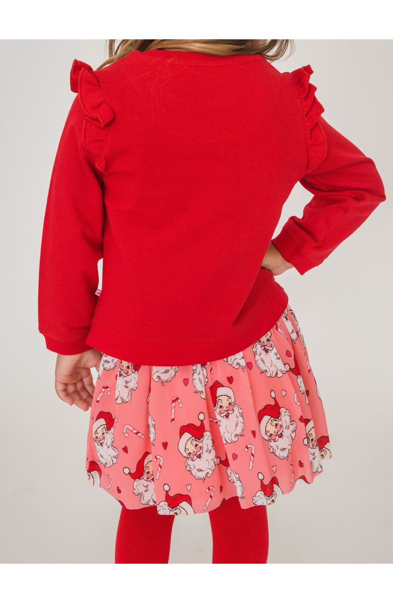 RuffleButts Girls Elastic Waist Tulle Skirt, Alternate, color, Pink Santa Joy