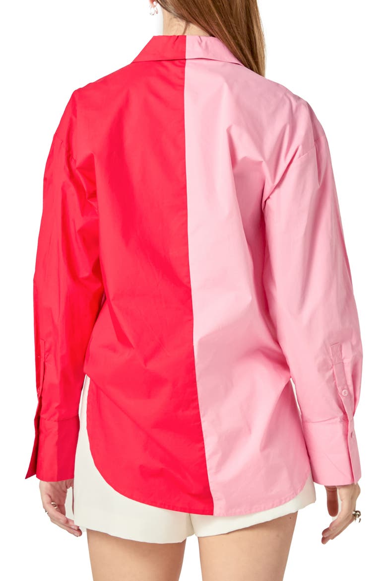 Colorblock Shirt, Alternate, color, PINK/ RED