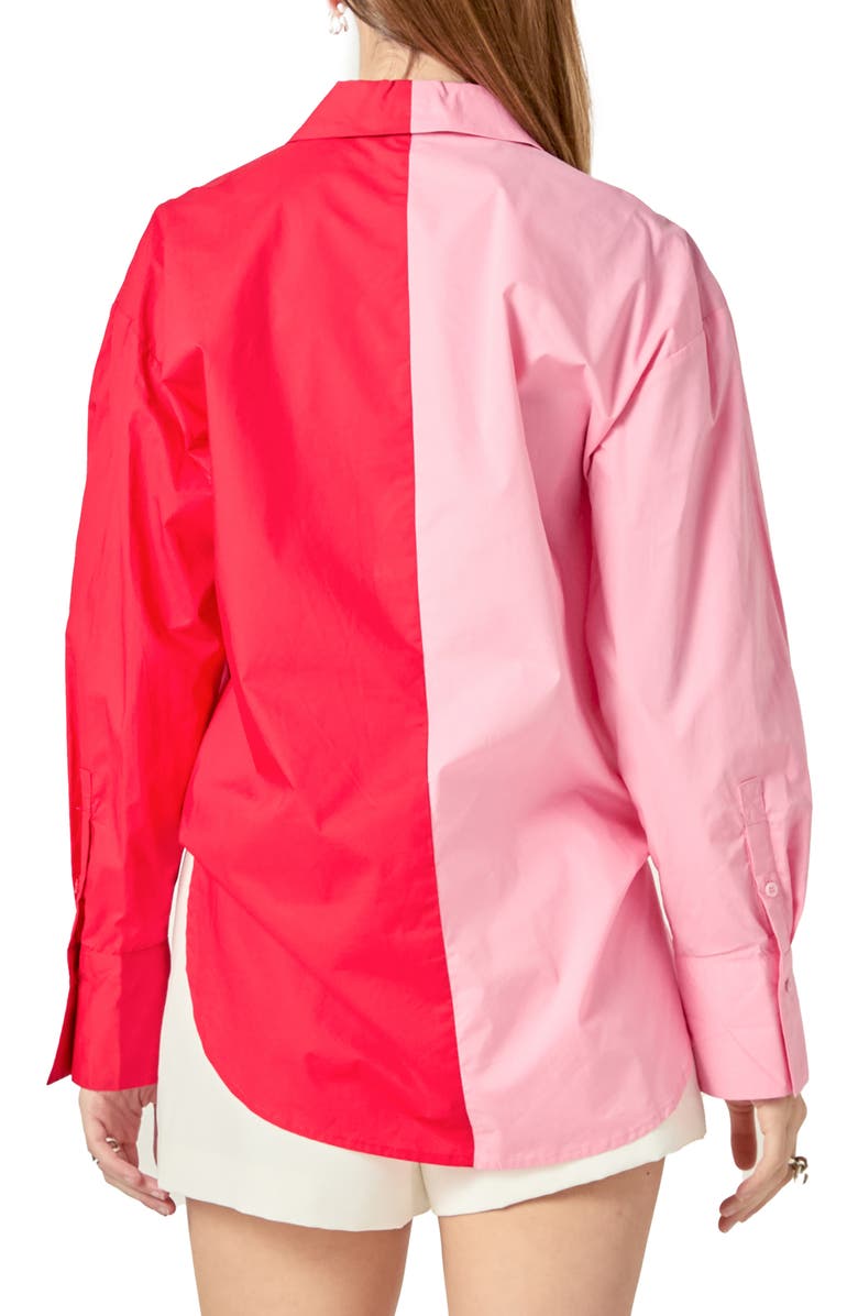 English Factory Colorblock Shirt, Alternate, color, Pink/ Red
