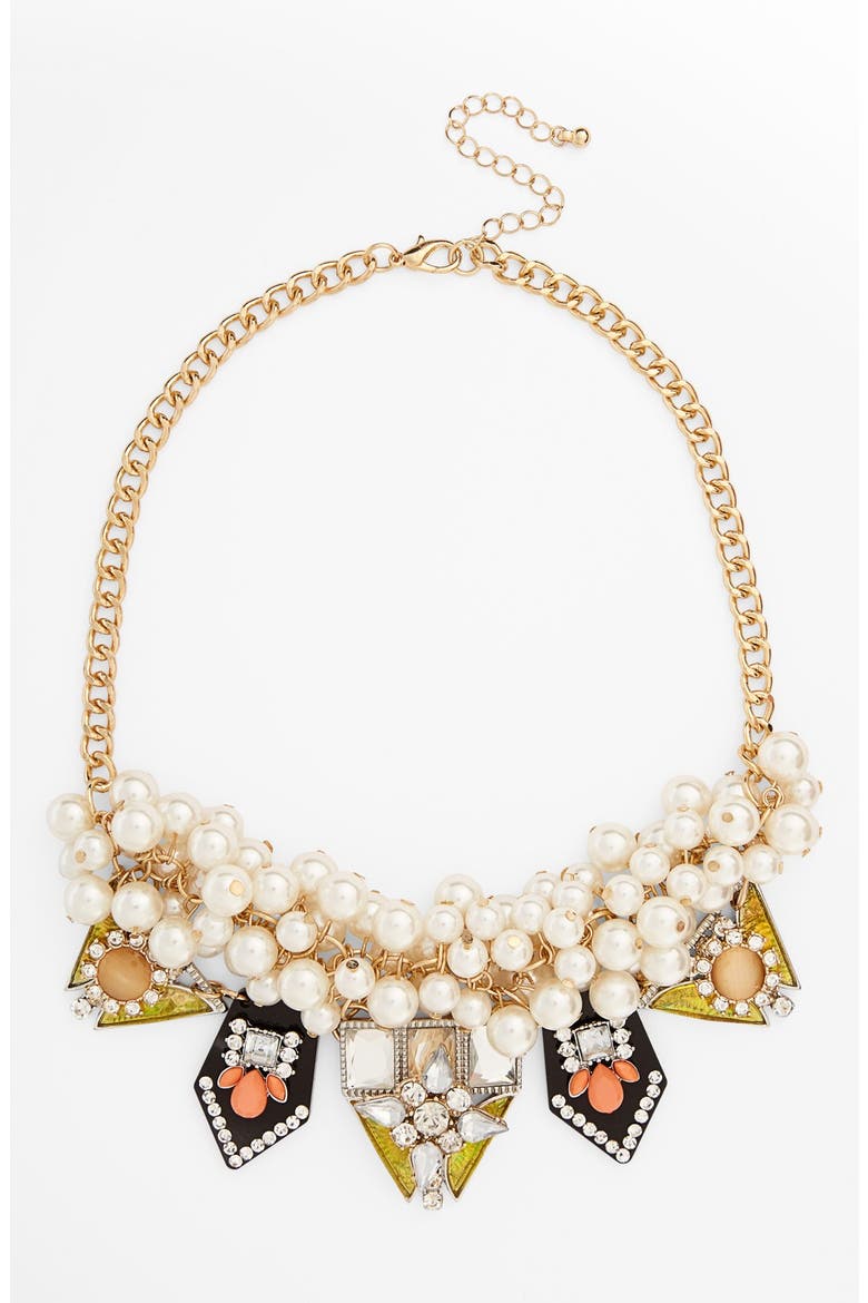 Cluster Stone Collar Necklace, Main, color, GOLD MULTI