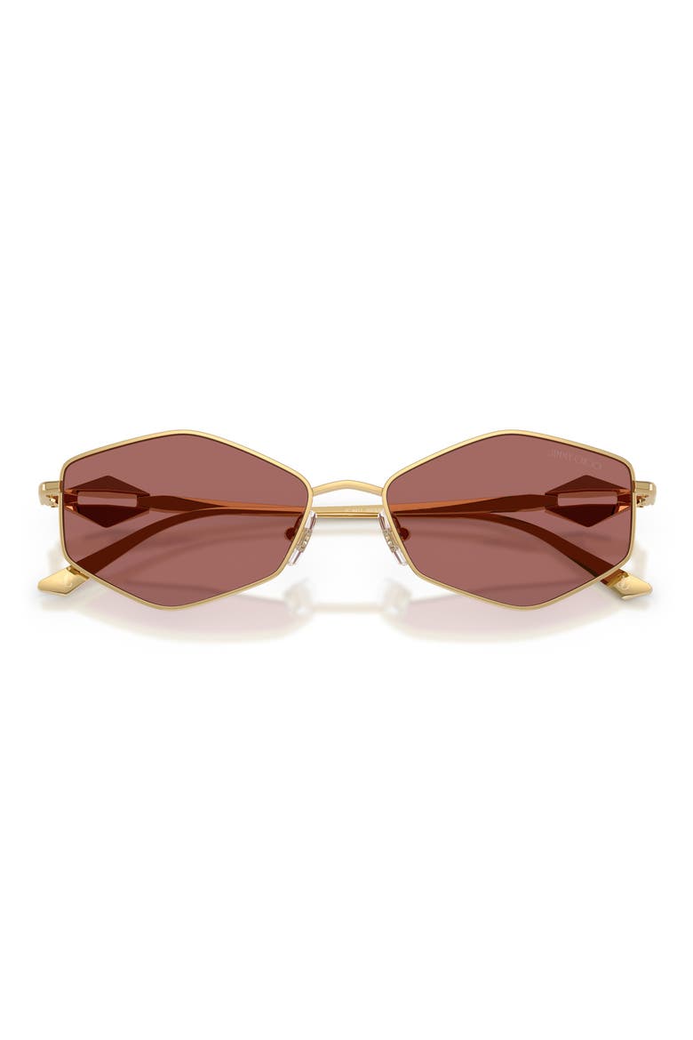 Zoey 55mm Geometric Sunglasses, Alternate, color, GOLD / DARK VIOLET