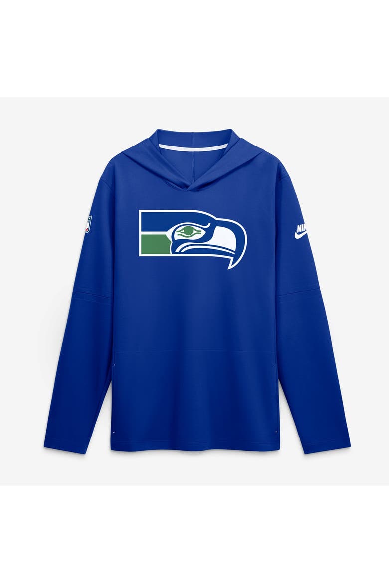 Men's Nike Royal Seattle Seahawks Sideline Alternate Lightweight Long Sleeve Hooded Dri-FIT T-Shirt, Main, color, Royal