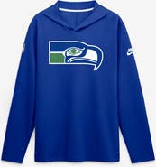 Nike Men's Nike Royal Seattle Seahawks Sideline Alternate Lightweight Long Sleeve Hooded Dri-FIT T-Shirt