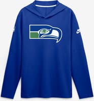 Nike Men's Nike Royal Seattle Seahawks Sideline Alternate Lightweight Long Sleeve Hooded Dri-FIT T-Shirt