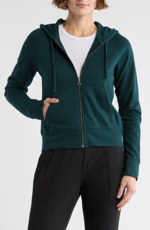 French Terry Crop Zip Hoodie