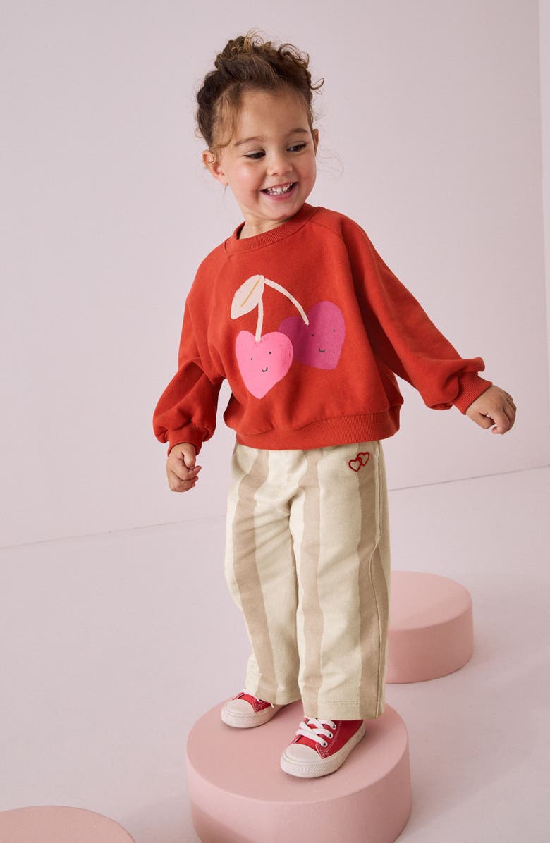 NEXT Kids' Hearts Graphic Sweatshirt & Stripe Pants Set, Alternate, color,