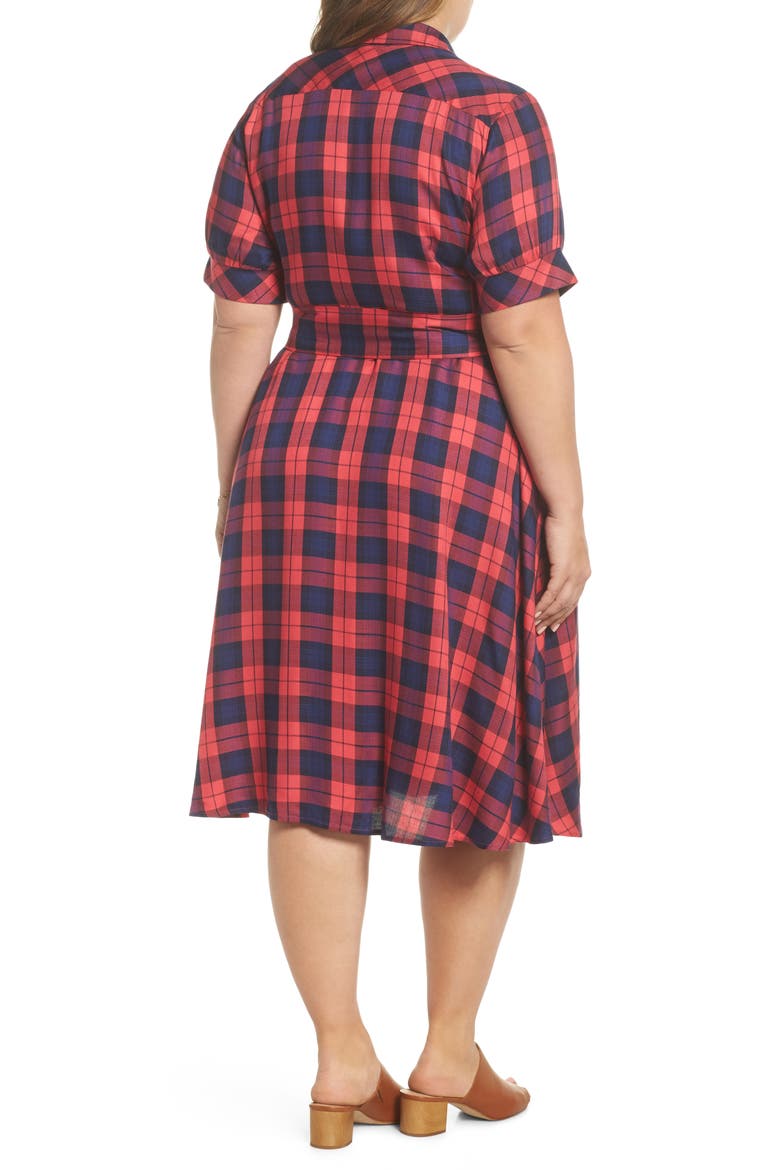Plaid Shirtdress, Alternate, color, RED NAVY PLAID