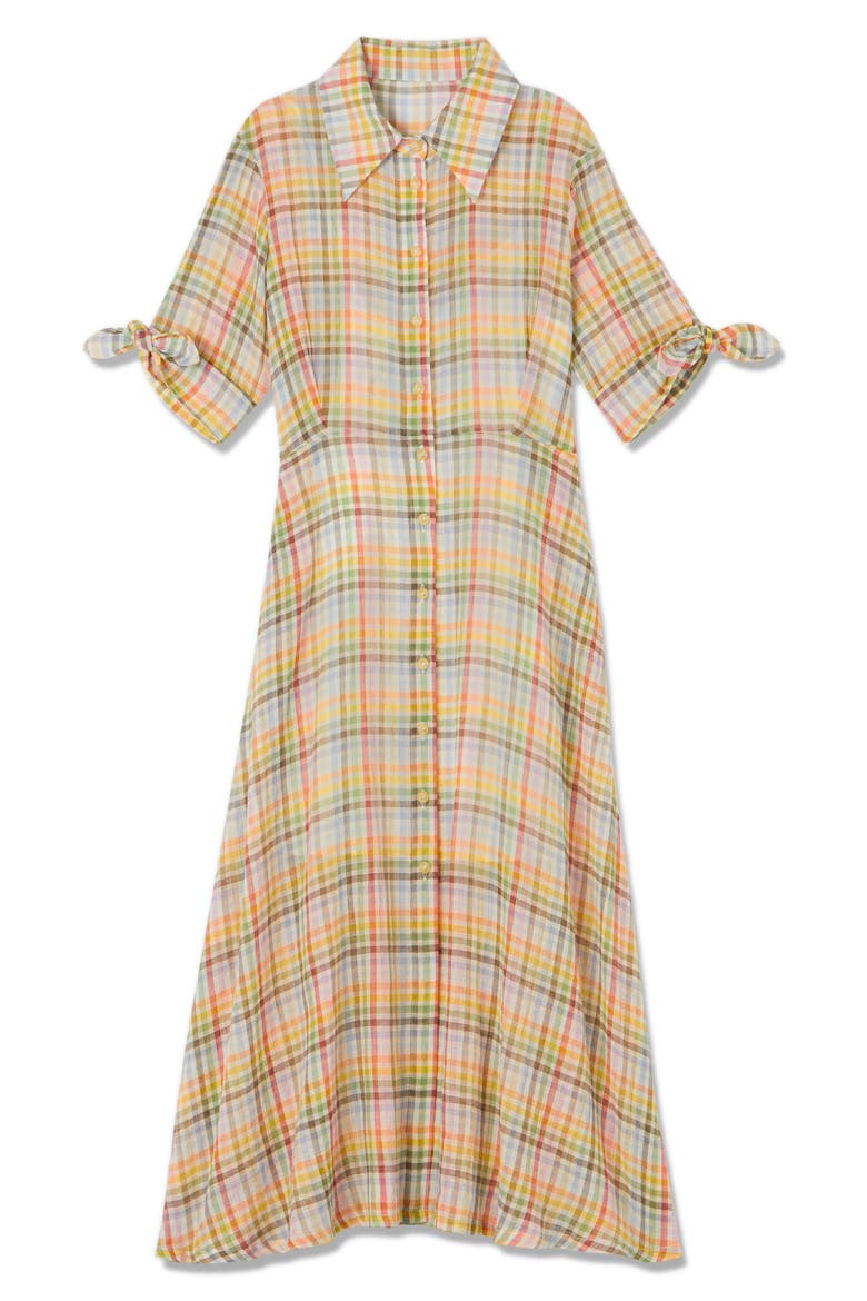 Saffron Midi Seersucker Shirtdress, Alternate, color, BLUE MULTI