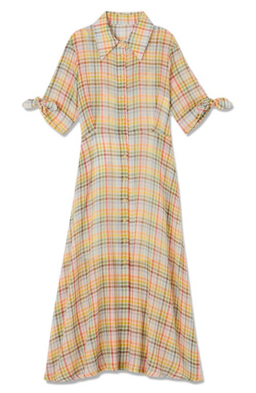 Lk Bennett Womens Mul-multi Saffron Check-print Cotton Midi Dress In Multi