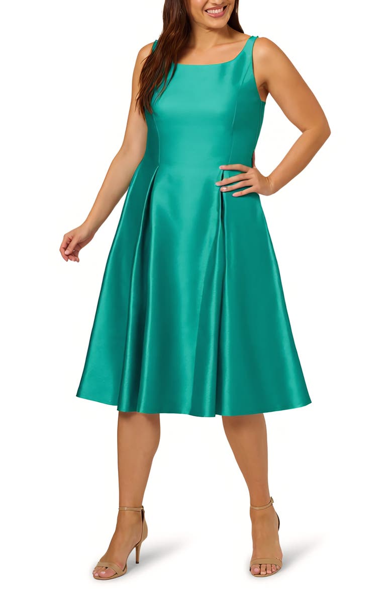 adrianna papell fit & flare dress Dupioni Tie Front And In Sage, Sage / Regular / 4 or celebratory brunches Adrianna Papell Women's Floral-Print Off-The-Shoulder