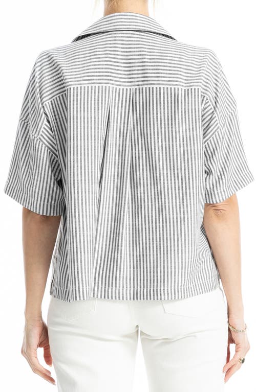 Max Studio Split Neck Collar Short Sleeve Top In Multi