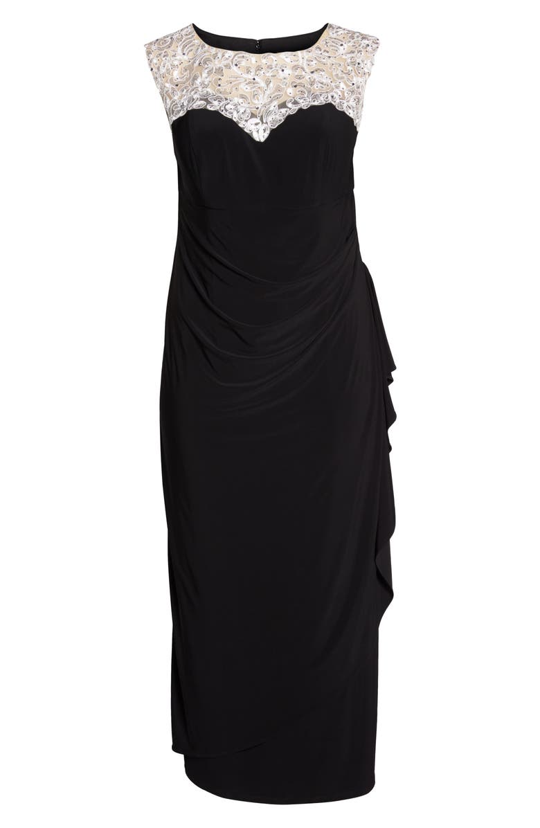 Alex Evenings Embroidered Side Ruched Gown, Alternate, color,