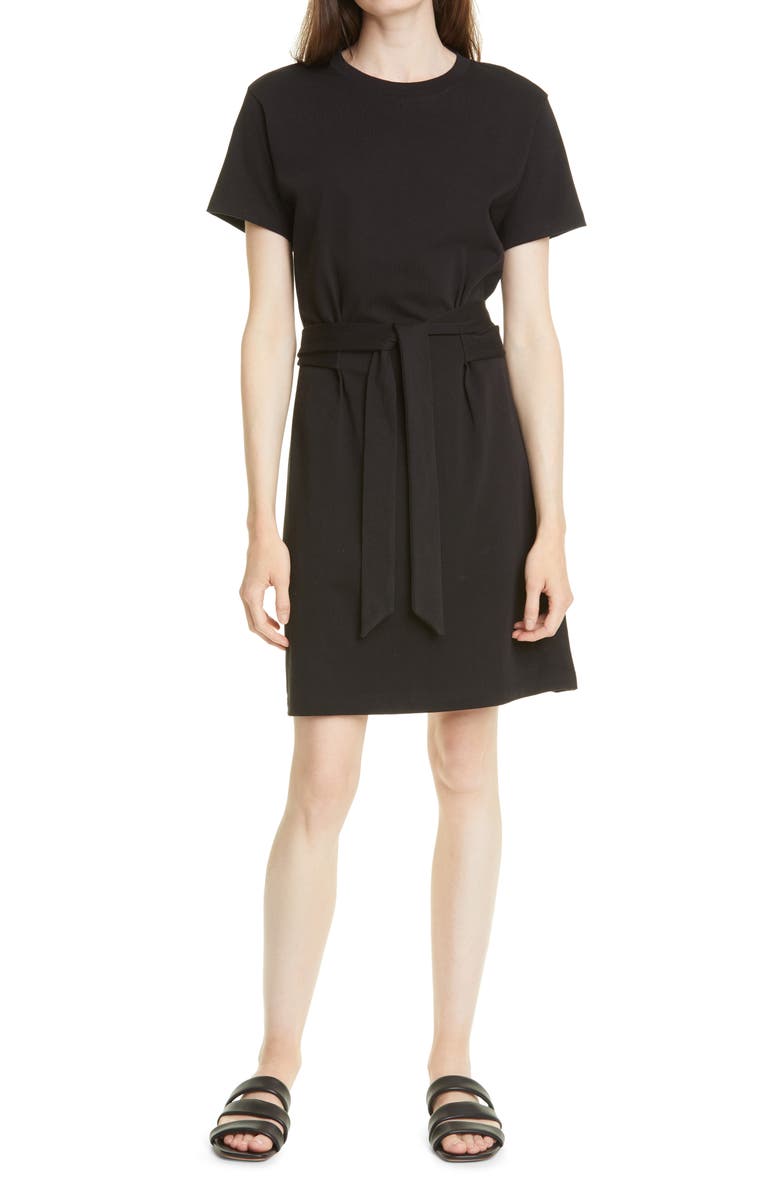 Vince Tie Waist Short Sleeve Cotton Dress, Main, color,
