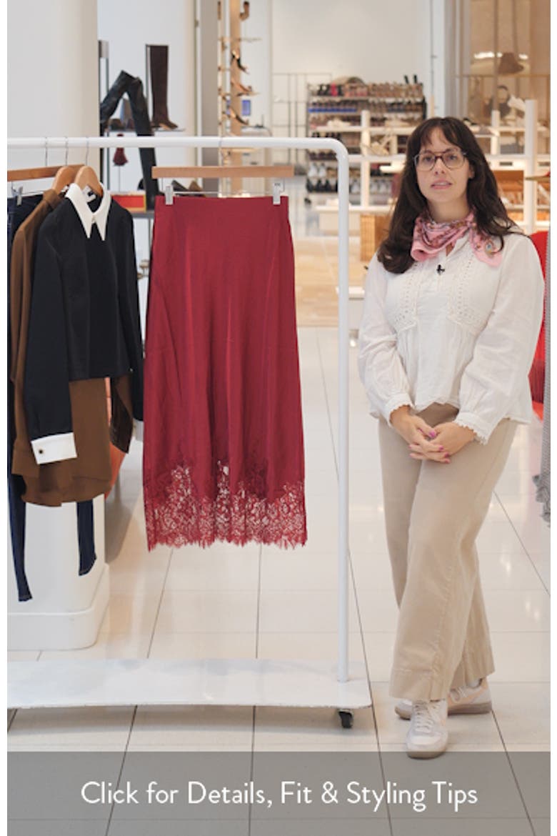 Vivienne Floral Lace Panel Stretch Silk Midi Skirt video