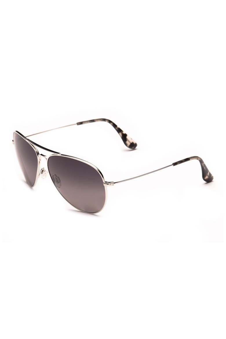 Mavericks 61mm Polarized Oversize Aviator Sunglasses, Alternate, color, SILVER