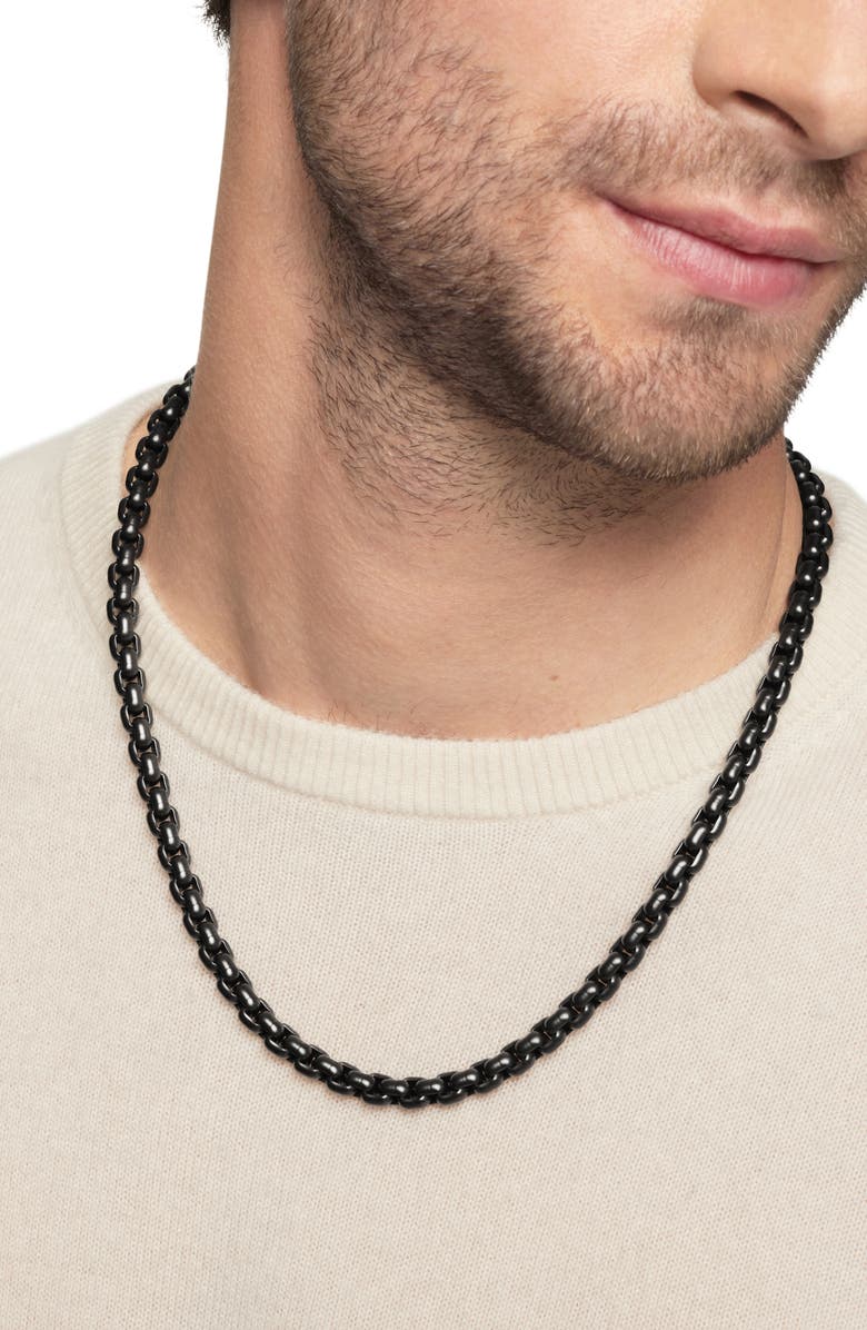 David Yurman Men's Box Chain Necklace with Stainless Steel and Sterling Silver, 7.3mm, Alternate, color,