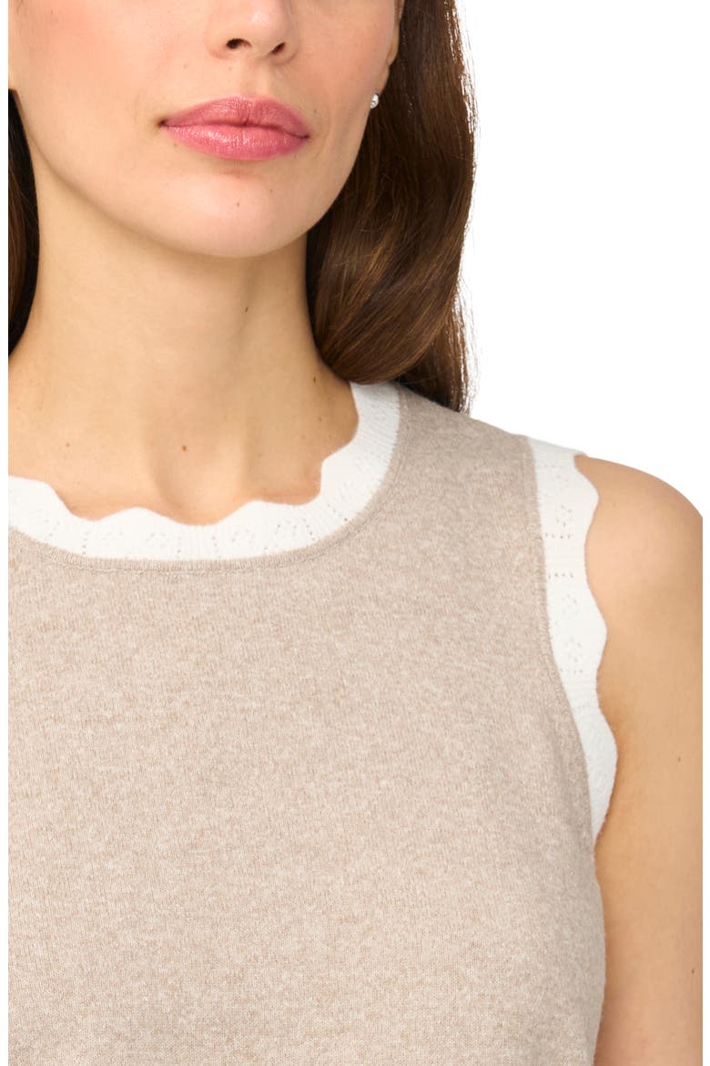 Scalloped Trim Sleeveless Sweater, Alternate, color, LIGHT HEATHER TAUPE