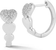 GLAZE JEWELRY Pavé Cubic Zirconia Heart Huggie Hoop Earrings