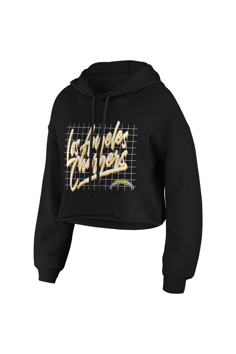 Women's WEAR by Erin Andrews Black Los Angeles Chargers Domestic Cropped Pullover Hoodie, Alternate, color, Black