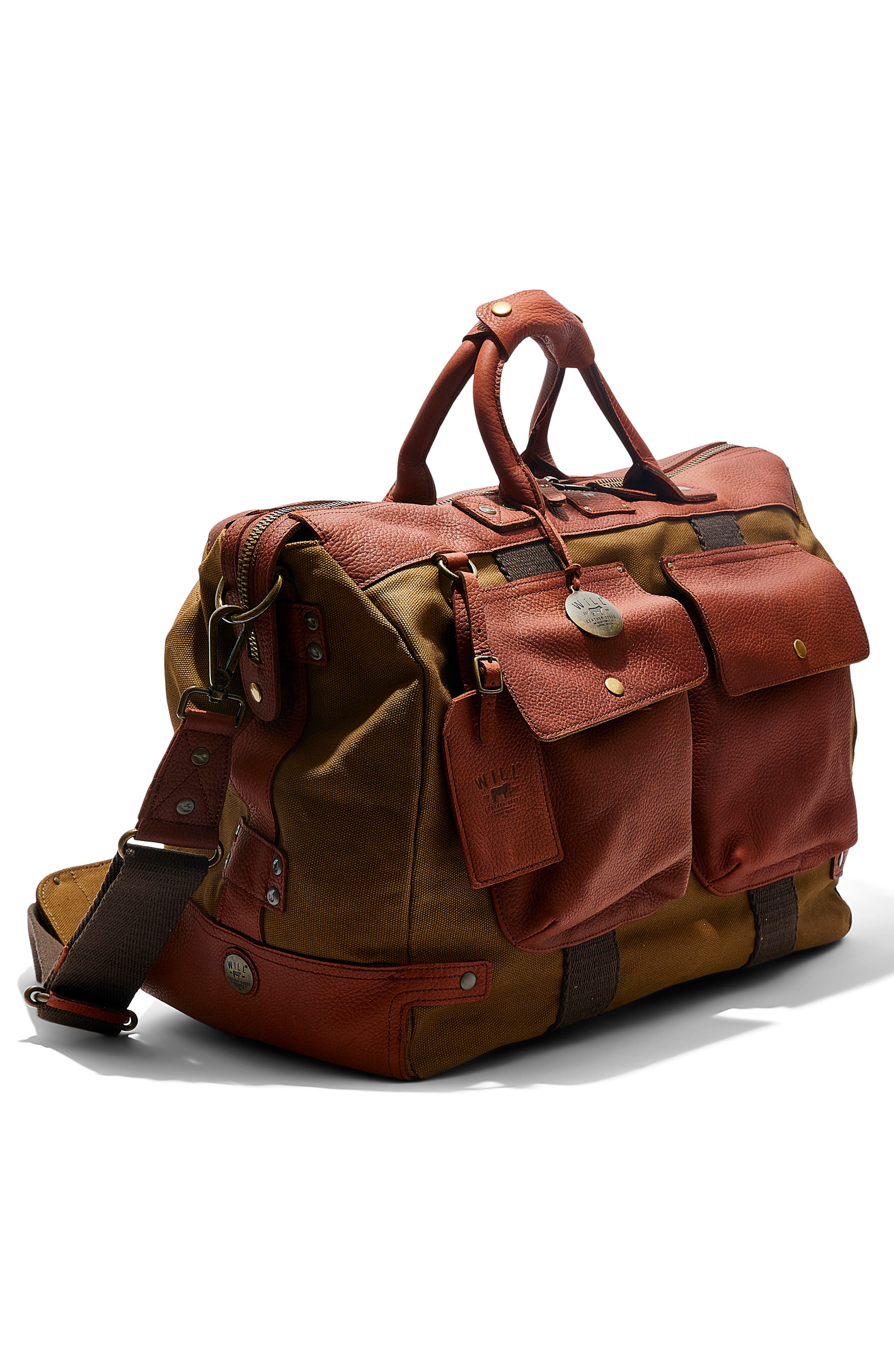 Will Leather Goods Traveler Duffel Bag, Alternate, color, Tobacco/ Cognac