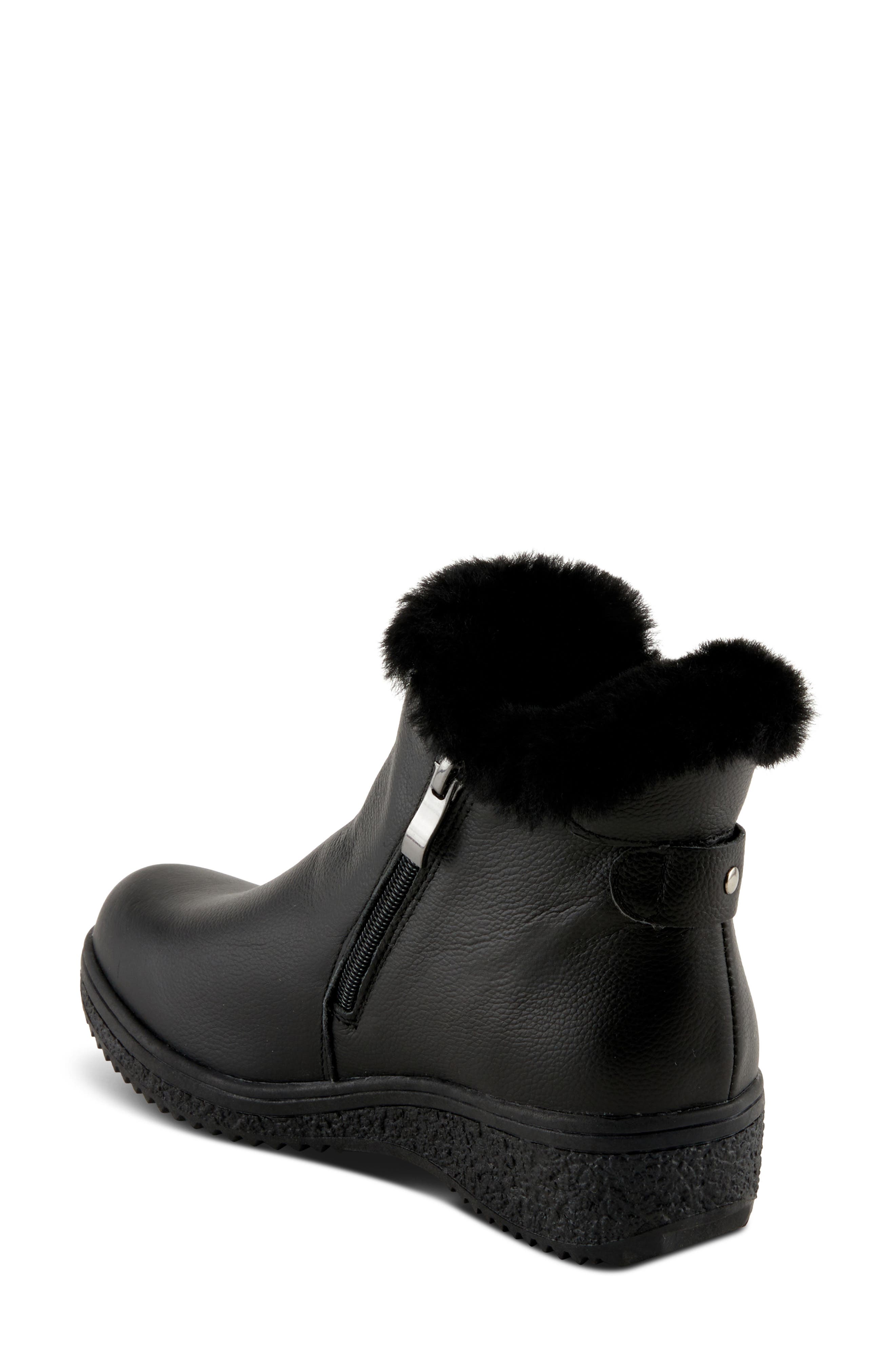 Spring Step Republic Water Resistant Bootie With Faux Fur Trim, Alternate, color, Black