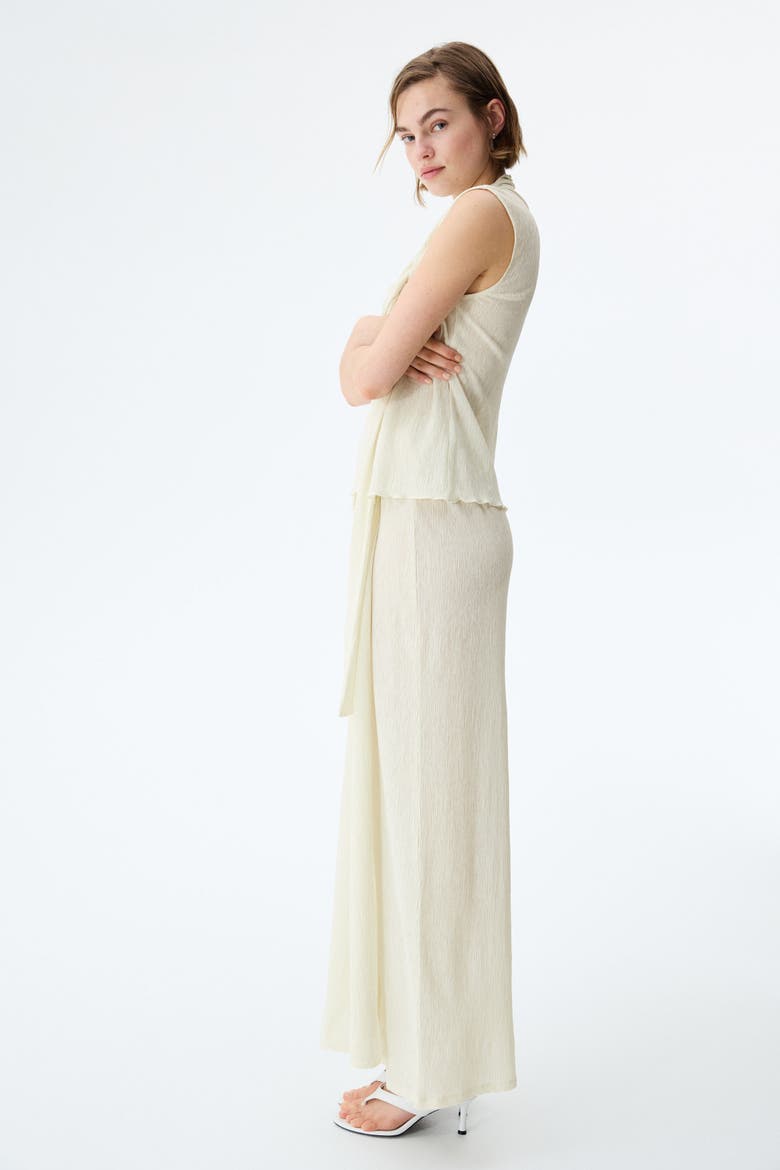 Crinkled Wrapover Pants, Alternate, color, Light beige