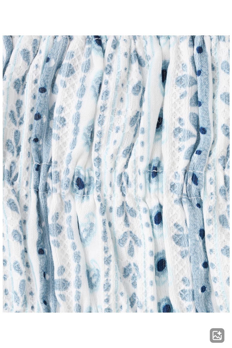 Printed Smocked Cotton Miniskirt, Alternate, color, SKY BLUE