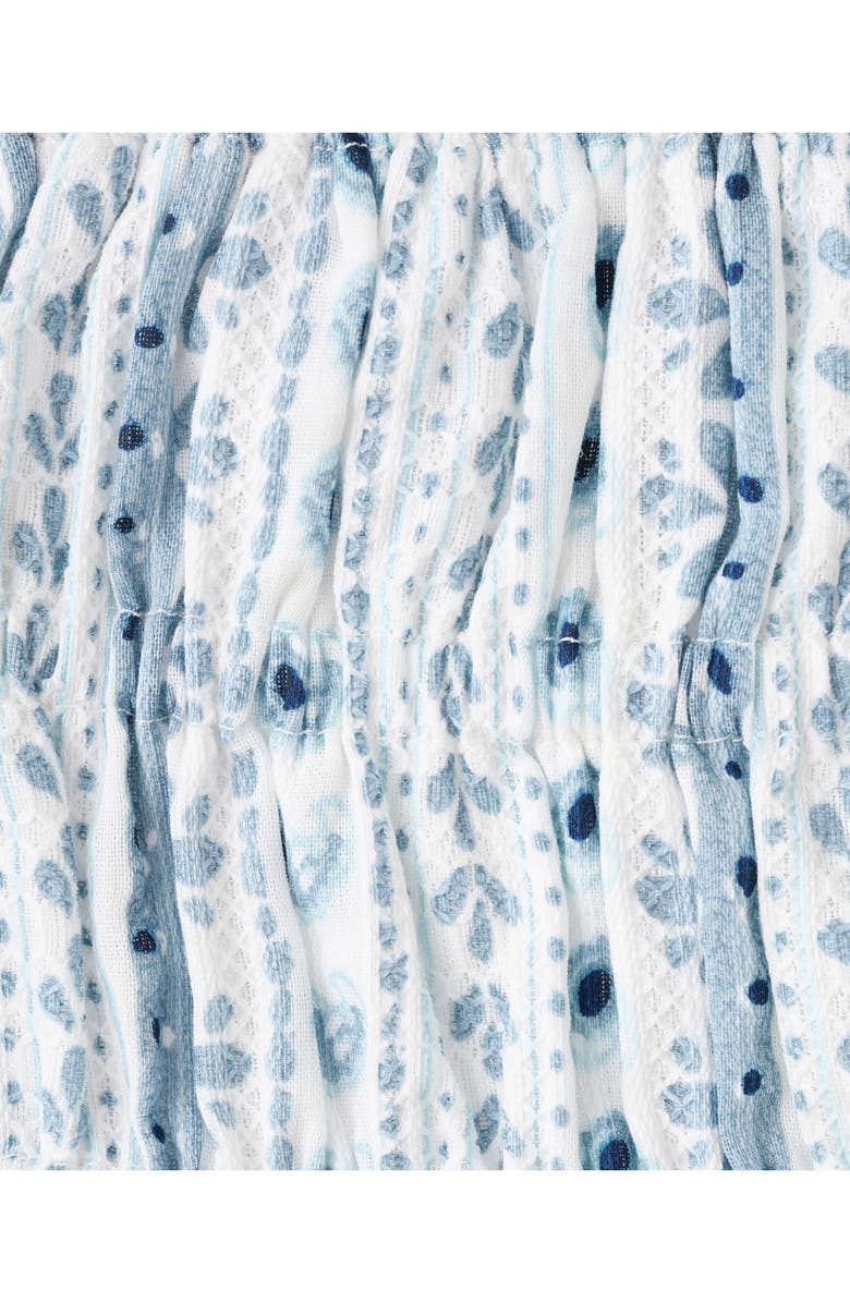 MANGO TEEN Printed Smocked Cotton Miniskirt, Alternate, color, Sky Blue