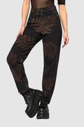 Disturbia Ruin Fern Printed Barrel Leg Denim Jeans