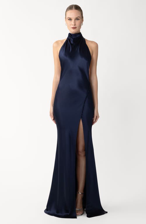 Sau Lee Penelope Satin Gown In Blue