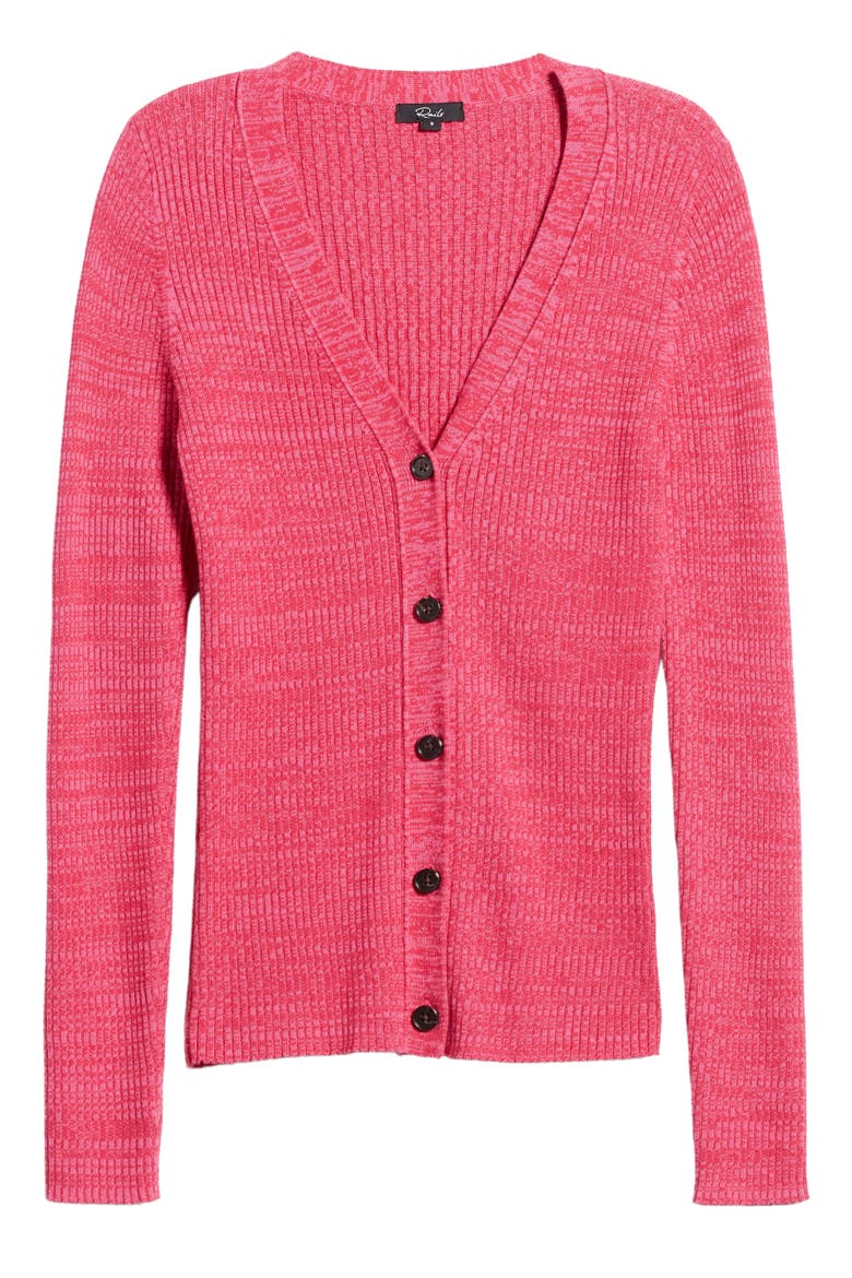 Beau Rib Cardigan, Alternate, color, HEATHER MAGENTA