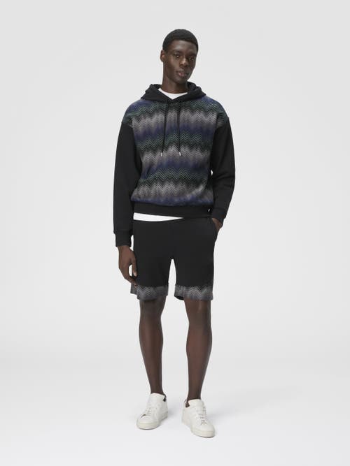Missoni Fleece Shorts With Zigzag Insert In Black