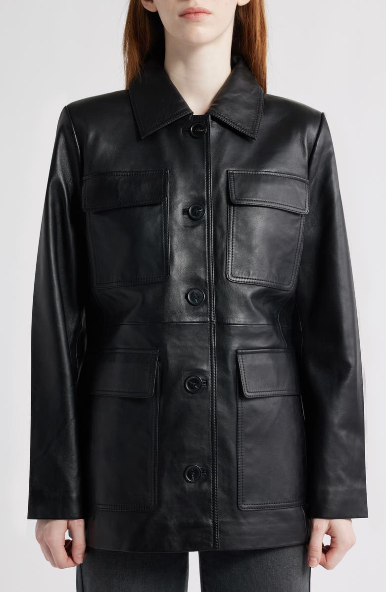 Bernardo Leather Shirt Jacket, Main, color, Black