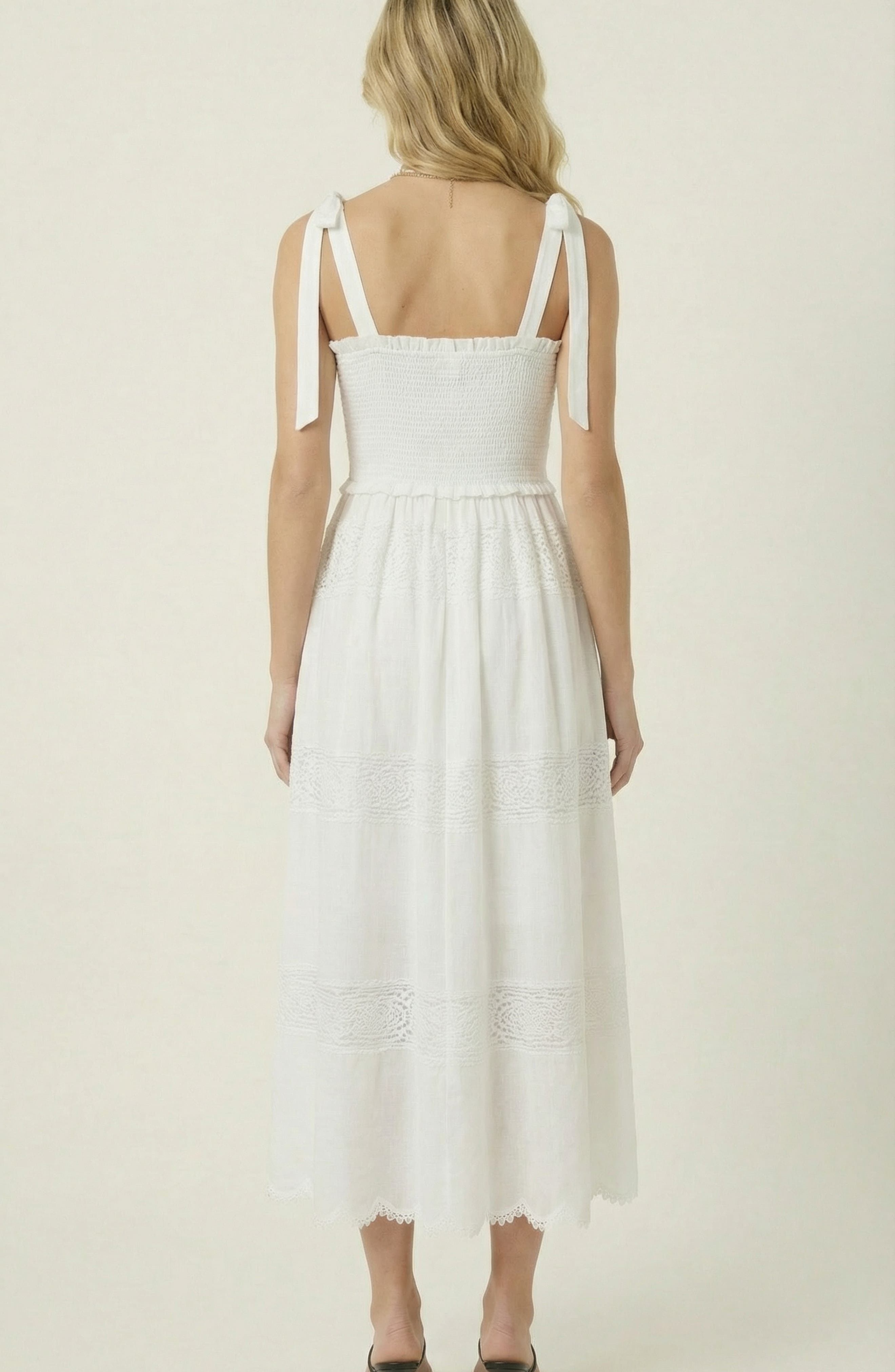Smocked Lace Eyelet Maxi Dress - image 2