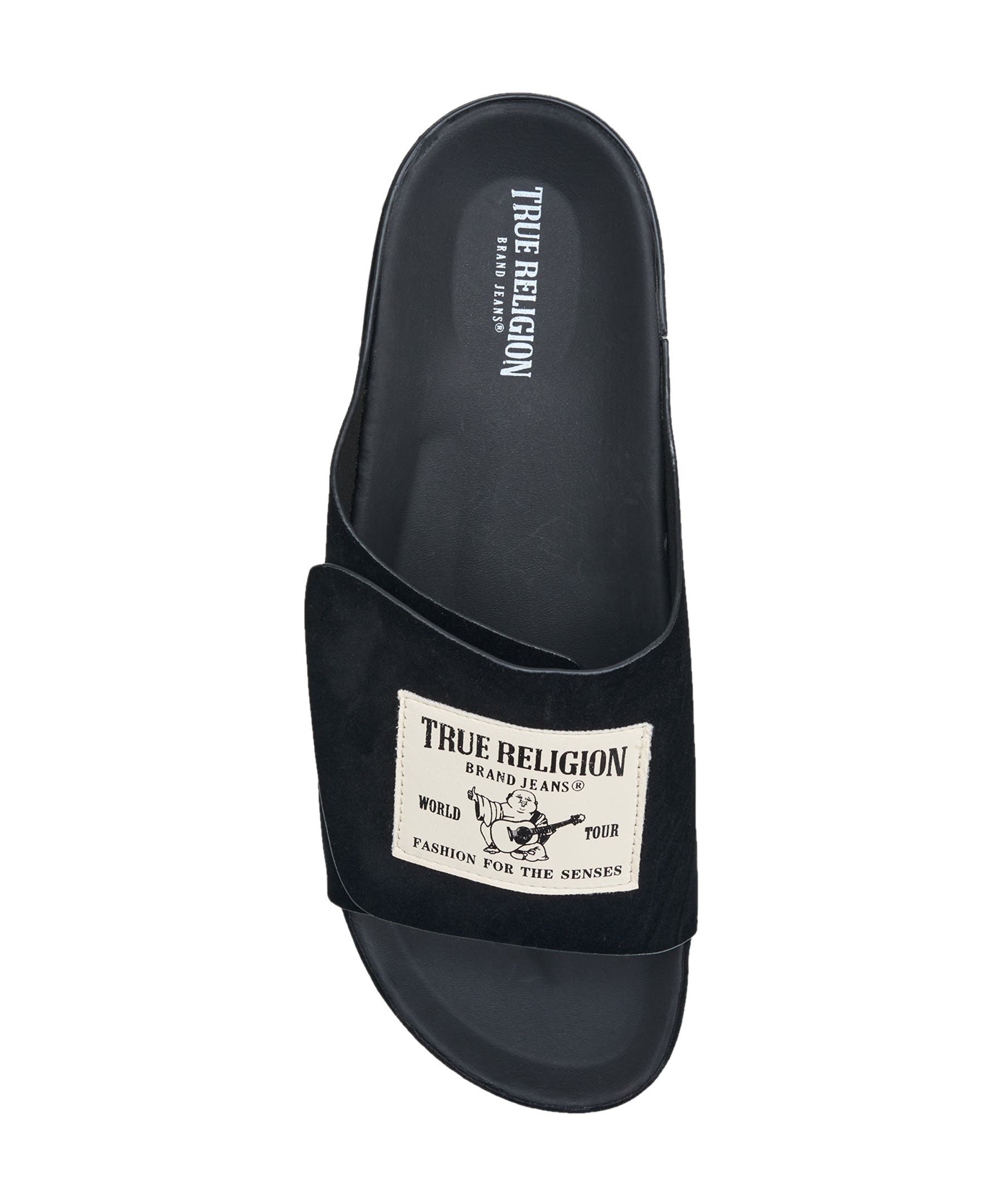 True Religion Cudi Velcro Strap SRS Logo Patch Sandal, Alternate, color, Black