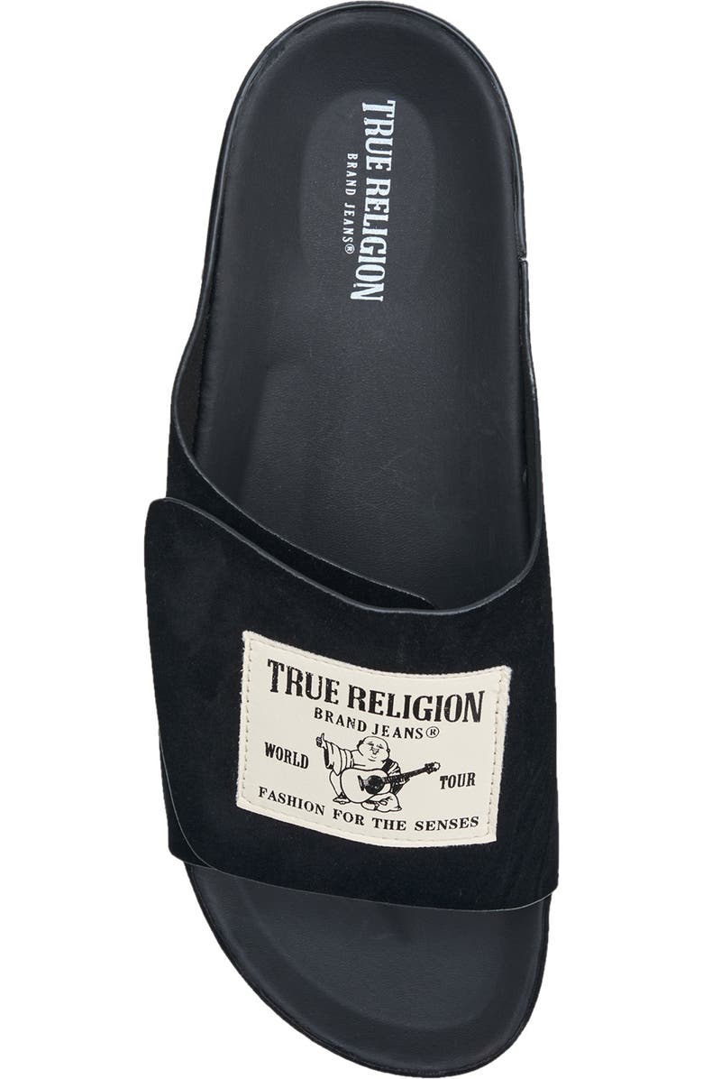 True Religion Cudi Velcro Strap SRS Logo Patch Sandal, Alternate, color, Black