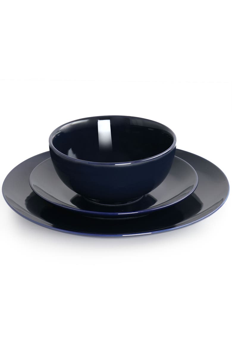 Elama Luna 18 Piece Porcelain Dinnerware Set, Alternate, color, Blue