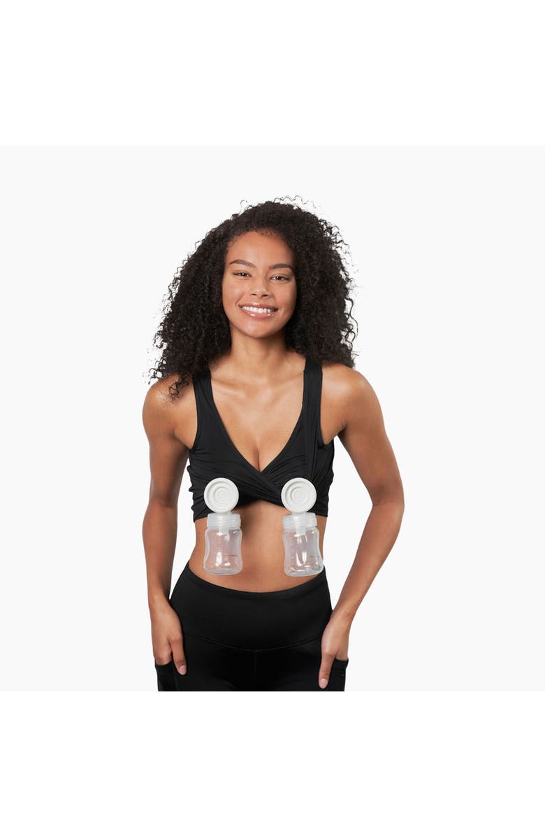 LARKEN X Maternity, Nursing + Hands - Free Pumping Bra, Main, color, Black