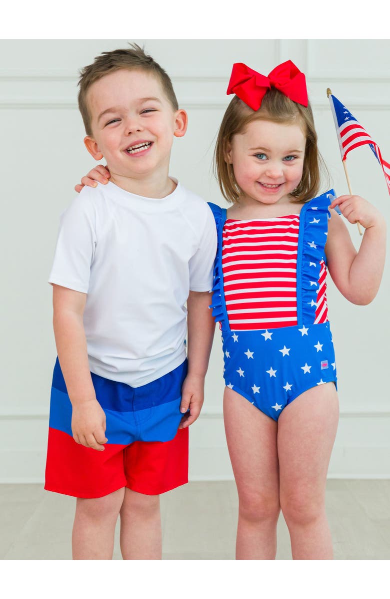 RuggedButts Baby UPF50+ Americana Swim Trunks, Alternate, color,