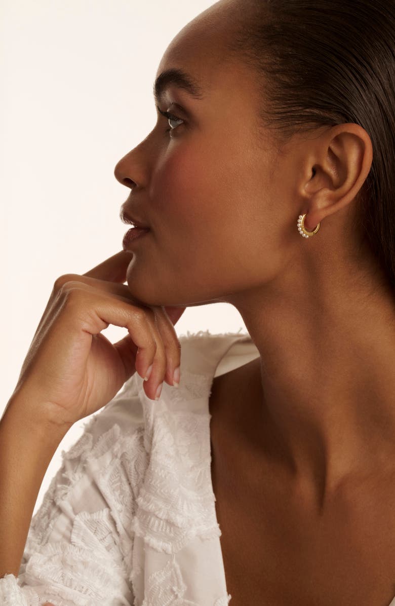 Ted Baker Persia Faux Pearl Huggie Earrings, Alternate, color, Gold Tone Pearl