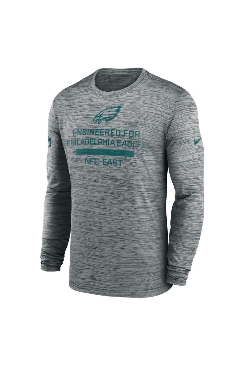 Men's Nike Gray Philadelphia Eagles Sideline Velocity Performance Long Sleeve T-Shirt, Alternate, color, Gray