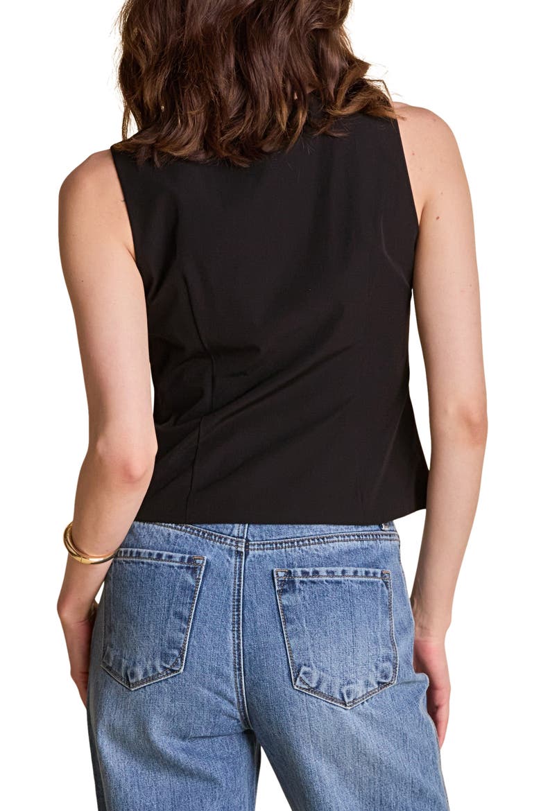 Sleeveless Tie Front Top, Alternate, color, BLACK