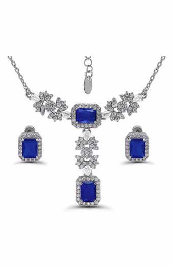 Christian Siriano New York Emerald Cut Cubic Zirconia Pendant Necklace & Stud Earrings Set