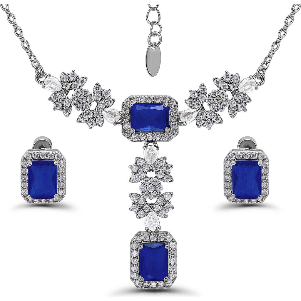 Christian Siriano Emerald Cut Cubic Zirconia Pendant Necklace & Stud Earrings Set In Multi